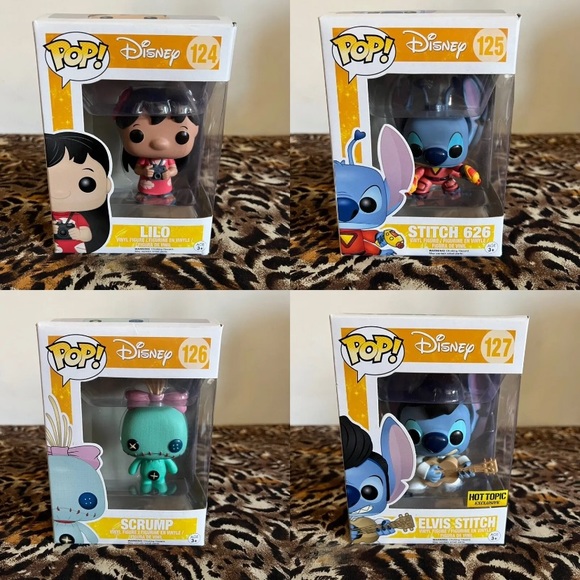 ⚡️4 Funko Pop Disney Series 7 Lilo and Elvis Stitch Scrump Complete Series - Picture 1 of 13